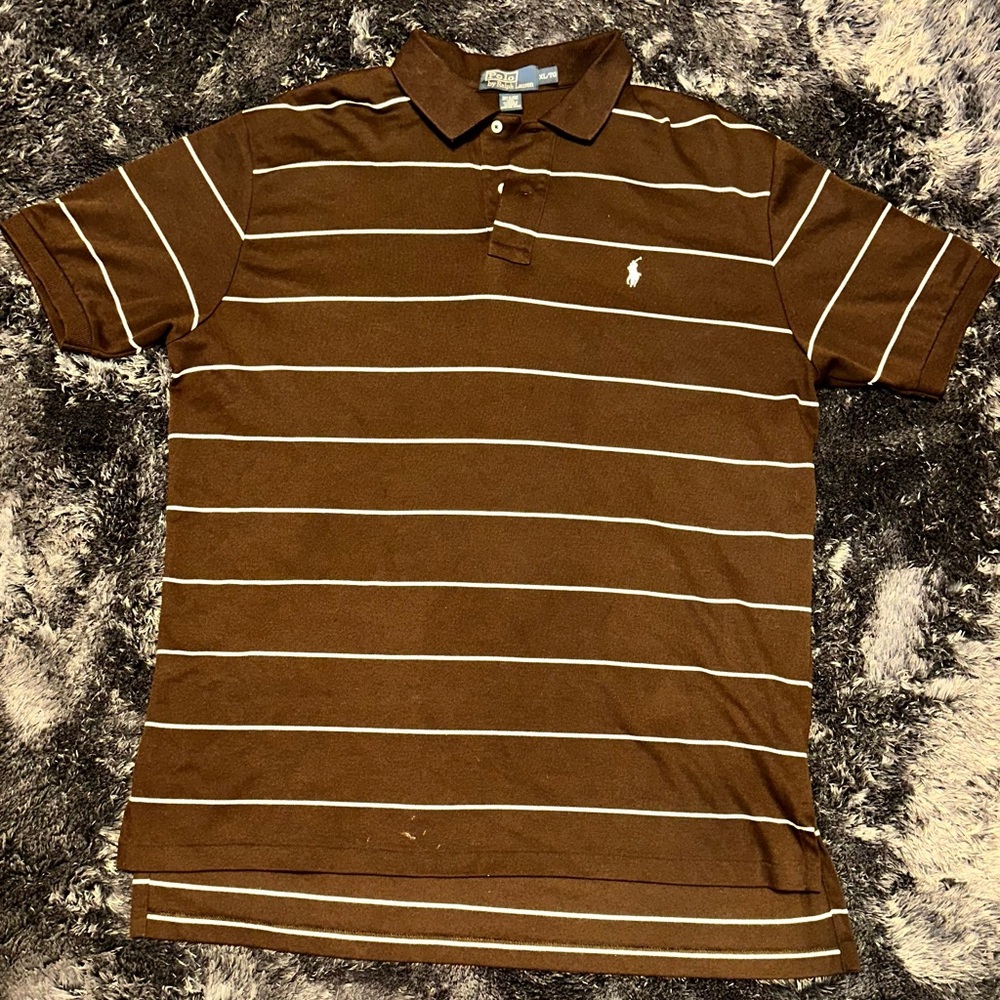 Brown Striped Polo Shirt